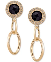 Onyx & White Topaz (1/2 ct. t.w.) Halo Link Drop Earrings 14k Gold-Plated Sterling Silver (Also Turquoise)