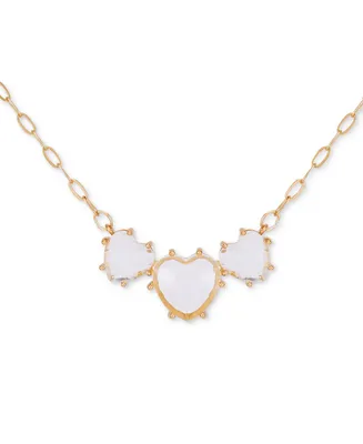 Guess Triple Heart-Shape Stone Statement Necklace, 16" + 2" extender