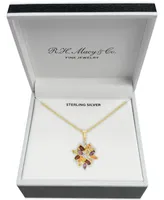 Multi-Gemstone (2-1/8 ct. t.w.) and Diamond Accent Cluster Pendant Necklace in 18k Gold-Plated Sterling Silver - Multi