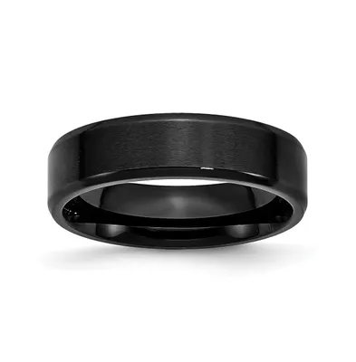 Chisel Stainless Steel Brushed Black Ip-plated 6mm Edge Band Ring