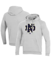 Men's Under Armour Heathered Gray Notre Dame Fighting Irish Primary School Logo All Day Raglan Pullover Hoodie