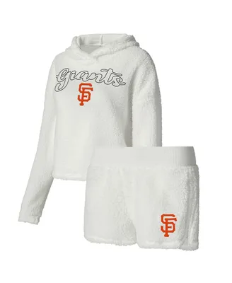 Women's Concepts Sport Cream San Francisco Giants Fluffy Hoodie Top and Shorts Sleep Set