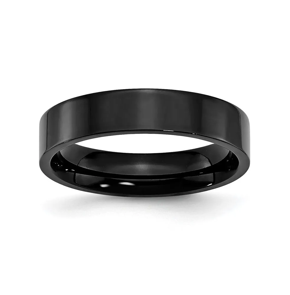 Chisel Stainless Steel Polished Black Ip-plated 5mm Flat Band Ring