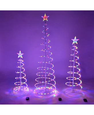 Yescom Set of 3 Led Christmas Spiral Light Kit 6Ft 4Ft 3Ft Cone Tree Decoration Party