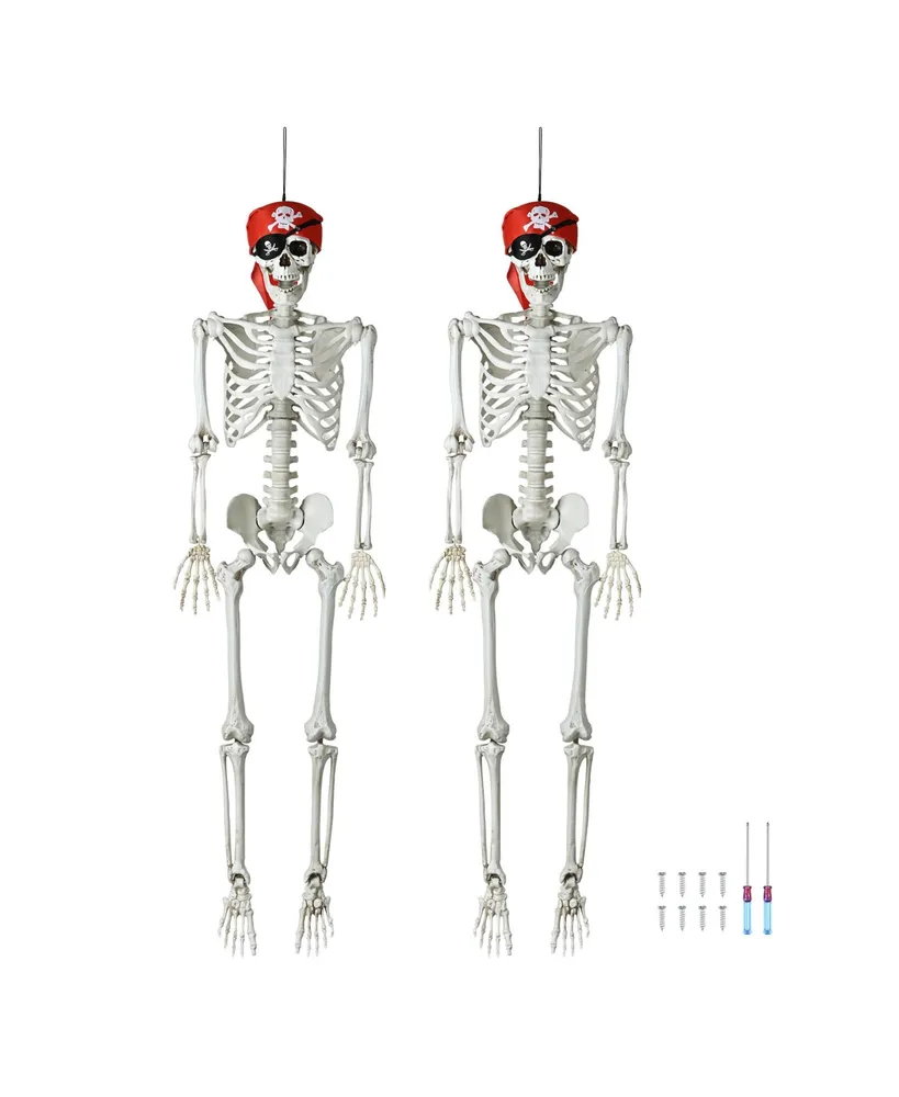 Yescom 2PCS Pirate Life Size Skeleton Poseable Full Size Halloween Party Decoration Haunted House