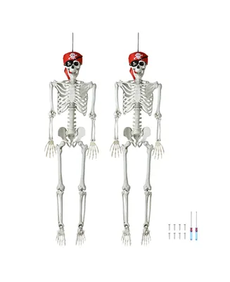 Yescom 5.4' Ft Full Body Halloween Skeletons Props Decoration with Movable Joints 2 Pack