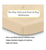 BreathableBaby All-in-One Fitted Sheet & Waterproof Cover for 39" x 27" Play Yard Mattress (2-Pack)