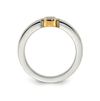 Chisel Stainless Steel Polished Yellow Ip-plated with Cz Tapered Ring