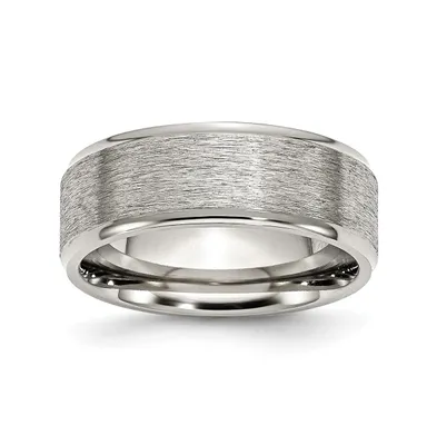 Chisel Stainless Steel Polished Grain Finish Center 8mm Edge Band Ring