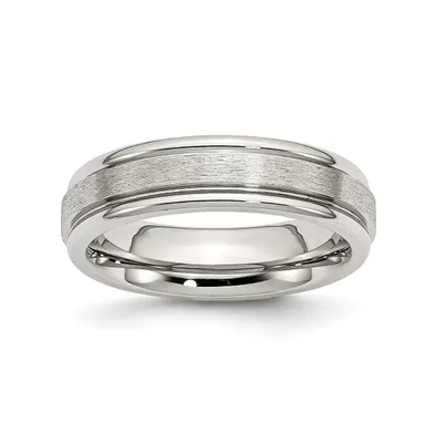 Chisel Stainless Steel Satin 6mm Grooved Edge Band Ring