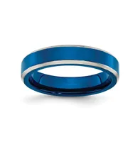 Chisel Stainless Steel Polished Blue Ip-plated 5mm Band Ring