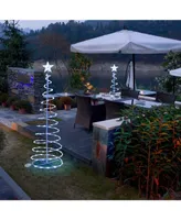 5 Ft Led Light Show Tree Spiral Christmas In/Outdoor Garden Holiday Decor Led Battery Power Cool White