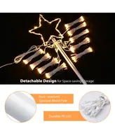 12 Ft Waterfall Cone Tree Light with 362 Led Star 9 Strings Christmas Warm White