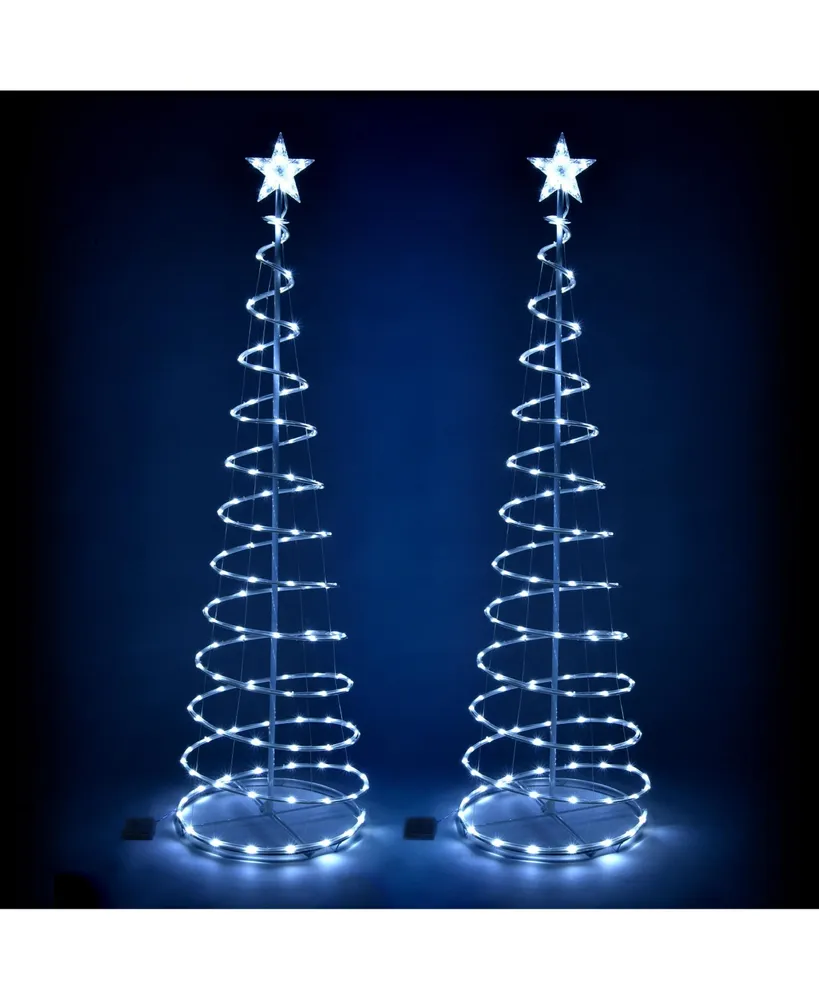 6Ft 182 Led Spiral Christmas Tree Light Star Topper Cool White Decor Lamp 2 Pack