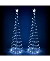 6Ft 182 Led Spiral Christmas Tree Light Star Topper Cool White Decor Lamp 2 Pack