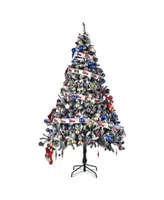 Yescom 7.5 Ft Artificial Christmas Tree Hinged Metal Stand W/1166 Branch Tips, For Home Party Holiday Decoration, Flocked Snow