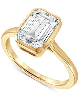 Badgley Mischka Certified Lab Grown Diamond Emerald-Cut Bezel Solitaire Engagement Ring (3 ct. t.w.) in 14k Gold