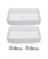 23" x 13" Rectangle Porcelain Ceramic Bathroom Vessel Sink w/Pop Up Drain 2 Pack