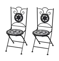 Folding Bistro Chairs 2 pcs Ceramic Black and White