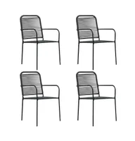 Patio Chairs 4 pcs Cotton Rope and Steel Black