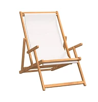 Folding Beach Chair Solid Wood Teak Cream