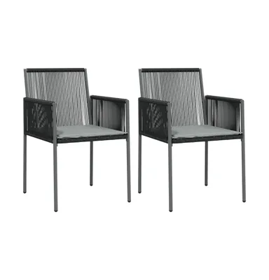 Patio Chairs with Cushions 2 pcs Black 21.3"x23.8"x32.9" Poly Rattan