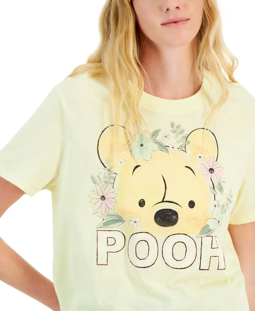 Disney Juniors' Floral Pooh Crewneck Graphic Tee