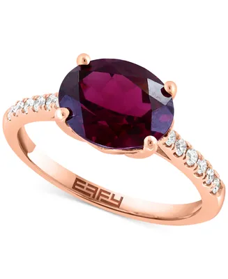Effy Rhodolite (3 ct. t.w.) & Diamond (1/4 ct. t.w.) Ring in 14k Rose Gold