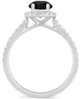 Black & White Diamond Halo Engagement Ring (1-3/8 ct. t.w.) 14k Gold