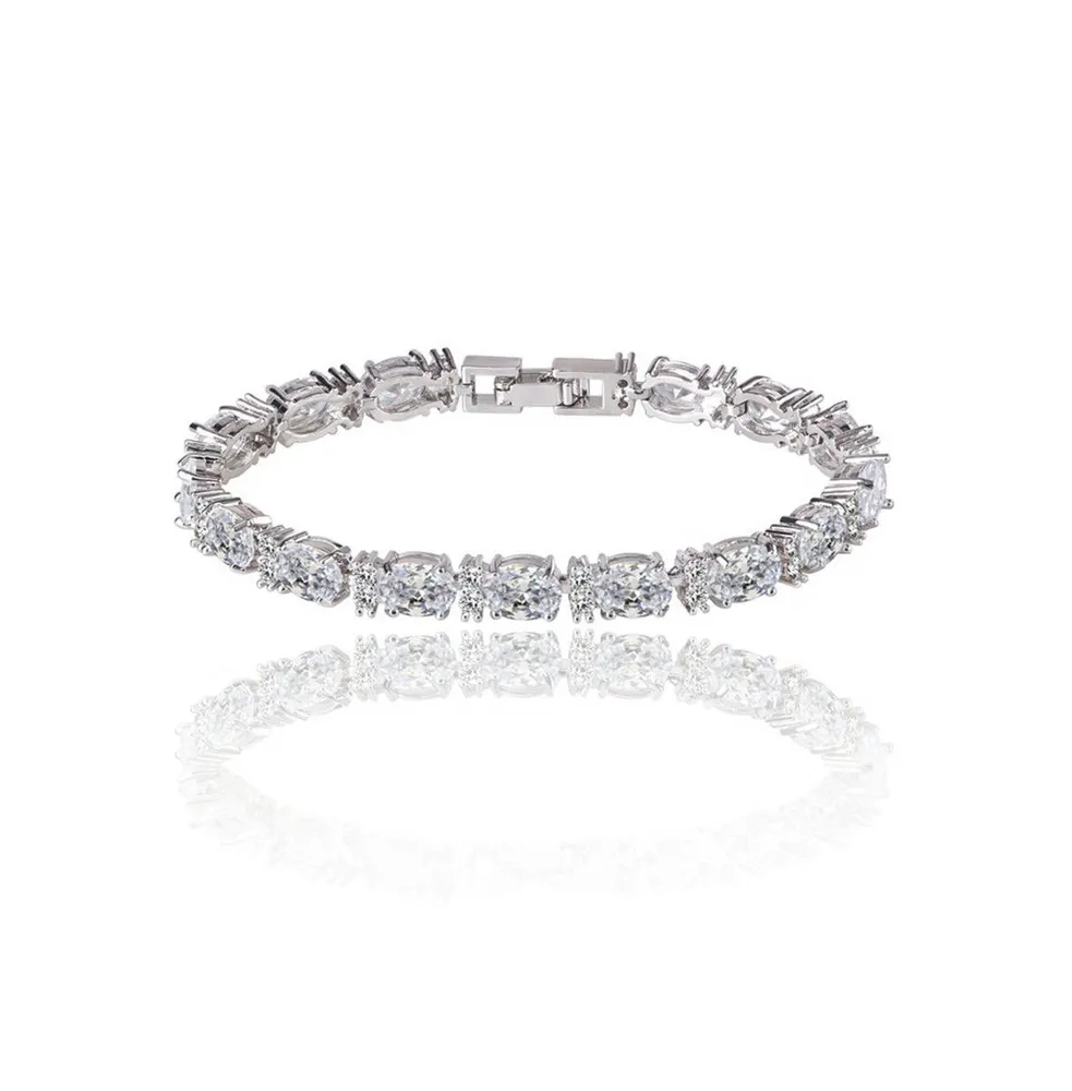 Cubic Zirconia Tennis Bracelet with Oval and Round Cut Cz