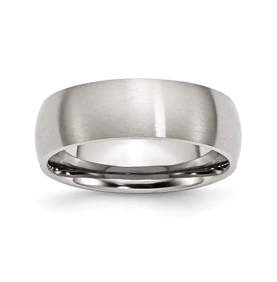 Chisel Stainless Steel Brushed 7mm Half Round Band Ring