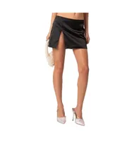 Women's Daina Satin Slit Mini Skirt