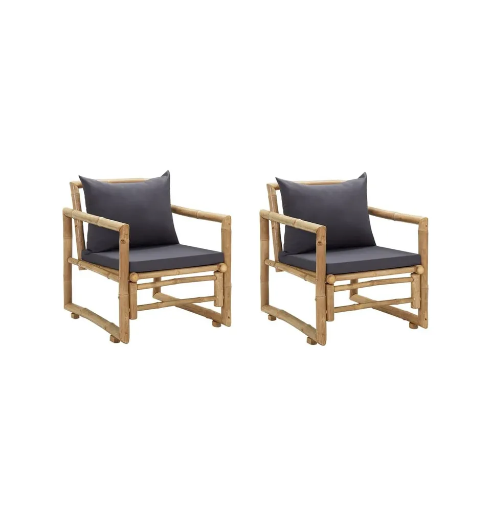 Patio Chairs with Cushions 2 pcs Bamboo