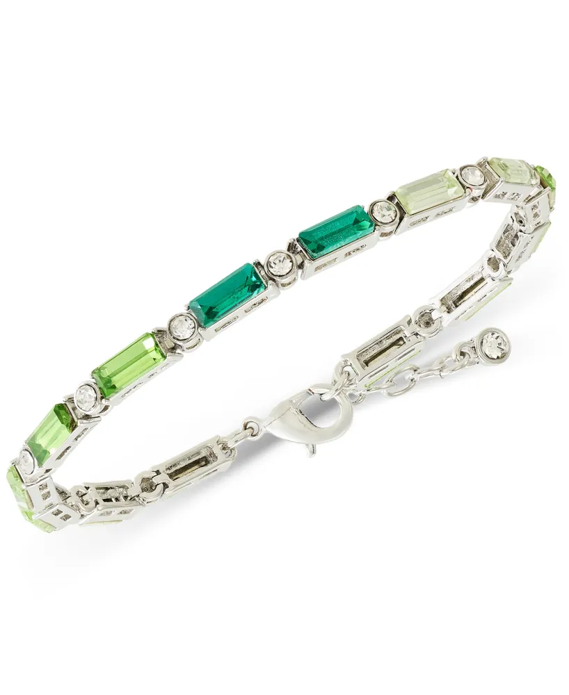 On 34th Silver-Tone Round & Tonal Baguette Crystal Flex Tennis Bracelet, Created for Macy's