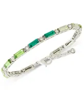 On 34th Silver-Tone Round & Tonal Baguette Crystal Flex Tennis Bracelet, Created for Macy's