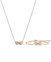 Swarovski Rose Gold-Tone Hyperbola Infinity Bangle Bracelet & Pendant Necklace Set, 15" + 2-3/4" extender