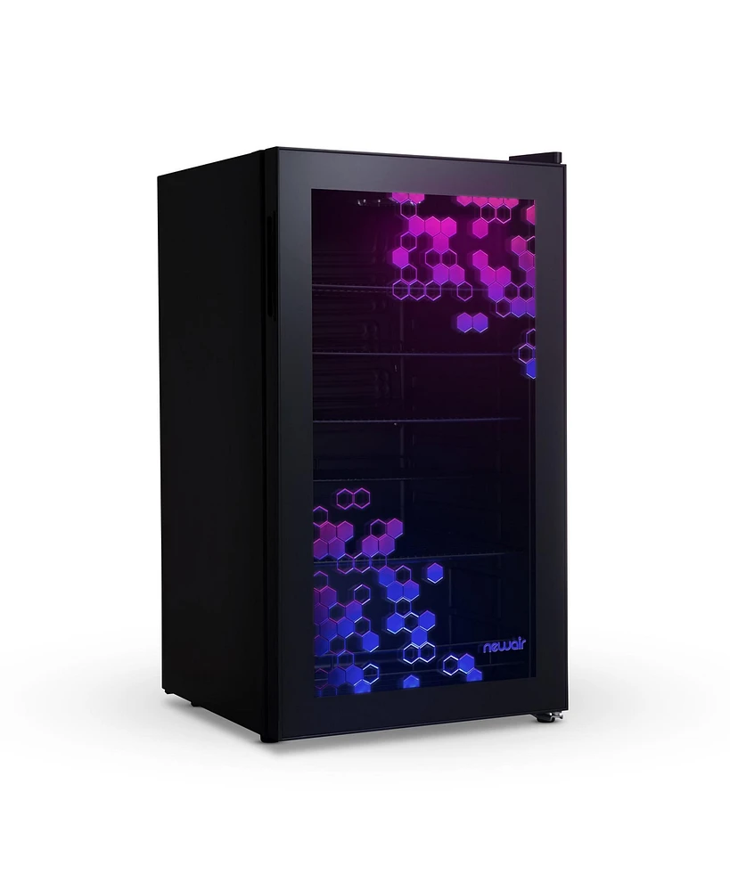 Newair Prismatic Series Can Beverage Refrigerator with Rgb HexaColor Led Lights, Gaming Fridge, Mini Fridge for Game Room