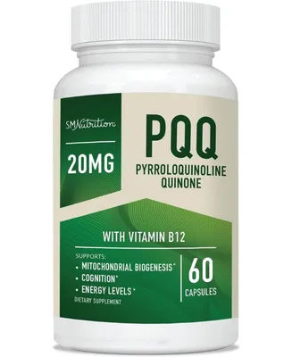 SMNutrition Pqq Supplement 20mg | Mitochondrial Biogenesis & Energy Optimizer With CoQ10 & Vitamin B12 | Supports Brain Health & Mitochondria Producti