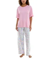 Roudelain Womens Pajama Shirt Pants Separates