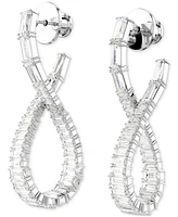 Swarovski Rhodium-Plated Baguette Crystal Infinity Drop Earrings