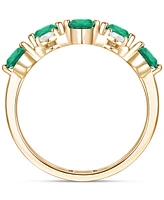 Emerald (5/8 ct. t.w.) & Diamond (1/5 Double Row Ring 14k Gold (Also Ruby Sapphire)