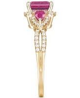 Emerald (1-1/3 ct. t.w.) & Diamond Ring (1/3 14k Gold (Also Ruby Sapphire)