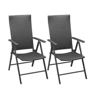 Stackable Patio Chairs 2 pcs Poly Rattan Black