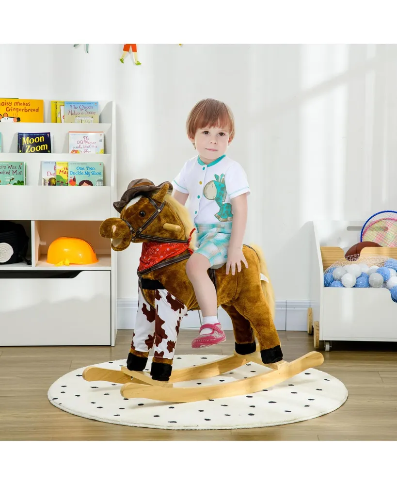 Qaba Baby Rocking Horse, Large Riding Horse W/ Realistic Sounds