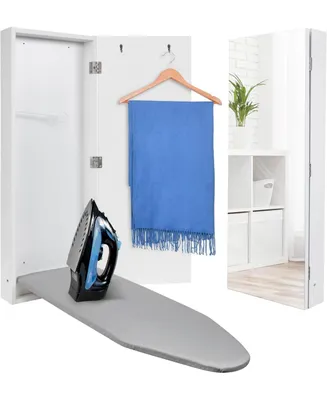 Ivation Ironing Board with Full Mirror, Wall Mount Iron Board Holder