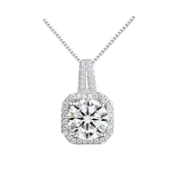 Two Carat Halo Cubic Zirconia Pendant Necklace