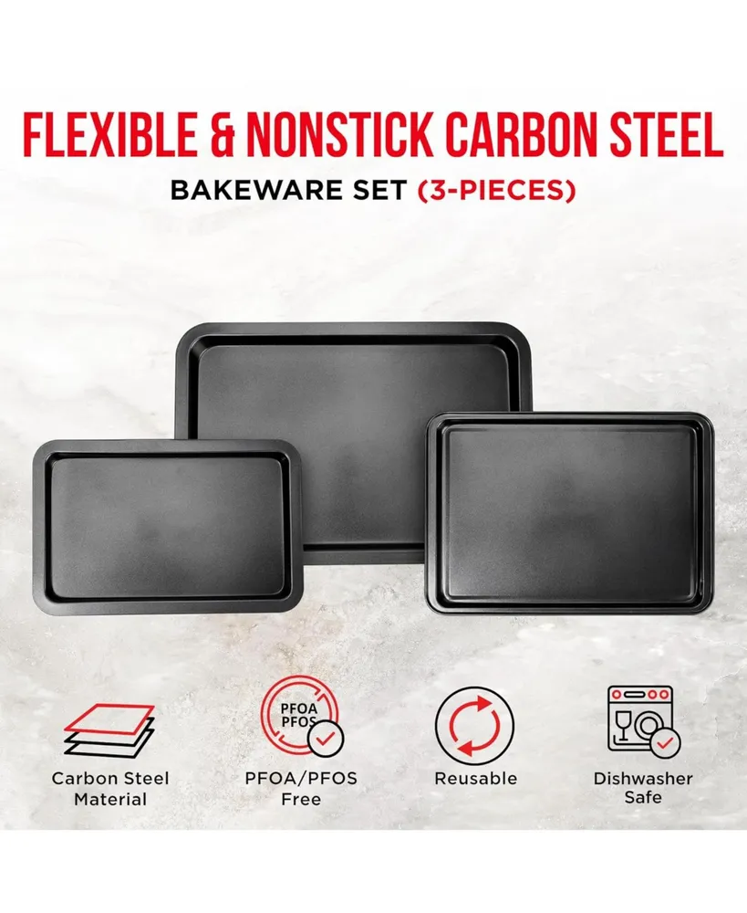 Bakken Swiss Set of Nonstick Carbon Steel Oven Bakeware -Professional Quality Kitchen Cooking Baking Trays -Pfoa, Pfos, Ptfe-Free