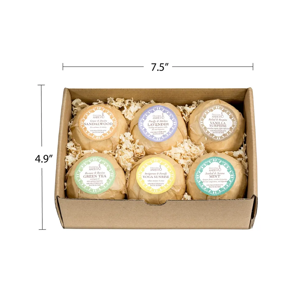 Freida and Joe 6pcs Inner Calm Conviction Fragrance Bath Bomb in a Box Luxury Body Care Mothers Day Gifts for Mom - Assorted Pre