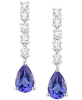 Tanzanite (3/4 ct. t.w.) & Diamond (1/5 ct. t.w.) Chain Pear Drop Earrings in 14k White Gold