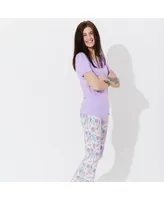 Bellabu Bear Women's Comic Purple Set of 2 Piece Pajamas